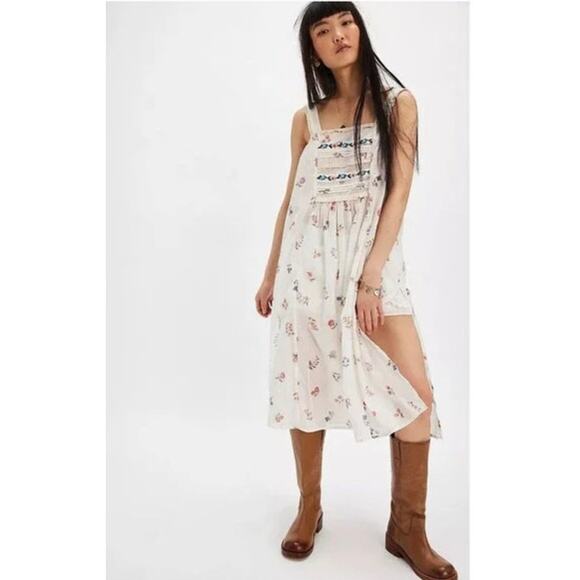 NWOT Free People The Way Back Maxi Floral Embroidered Top/Dress Size Medium - Picture 1 of 11